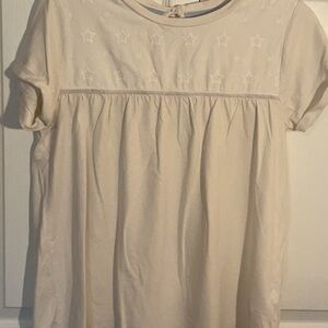 Boden Cream Blouse with Empire Waist and Short Sleeves